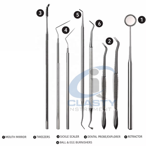 Ensemble de forceps d'extraction dentaire en acier inoxydable, poignée moletée manuelle, instruments chirurgicaux de classe I, étui rouge - Product Image 5