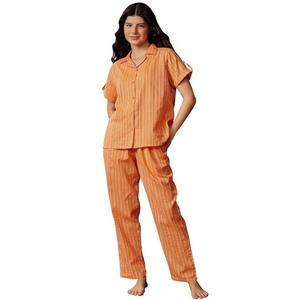 Women's Sassy Stripes Button Me Up Shirt & <b>Pyjama</b> Set - Product Image 1