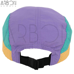 Casquettes 5 panneaux ajustables avec sangle arrière, respirantes, patchwork multicolore, logo personnalisé, pour l'été, vente en gros - Product Image 3