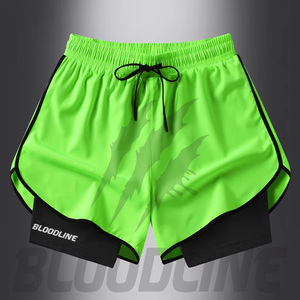 Pantalones Cortos Deportivos BLOODLINE para Hombre, Negros, con Cordón, Logotipo Estampado por Transferencia Térmica, Cintura Media, Transpirables, de Punto - Product Image 5