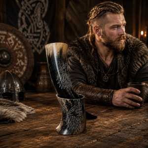 Nouveau Corne à boire Viking, Corne à méde, Corne à bière pour bière, méde et bière, Corne nordique, finition parfaite pour les fêtes de Noël - Product Image 2