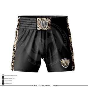 กางเกงมวยไทยชาย MAWRA ลายเสือดาว สีดำ แห้งเร็ว สปอร์ต เอวยางยืด พิมพ์ลายแบบ Sublimation สำหรับผู้ชาย - Product Image 5