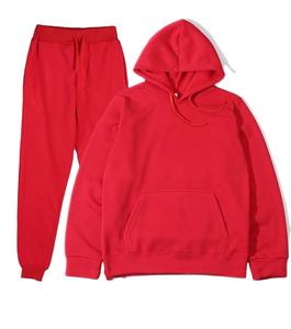 Ensemble deux-pièces de sport pour hommes, survêtement en polaire de couleur unie à capuche, nouvelle collection automne hiver, taille brodée S-3XL - Product Image 1