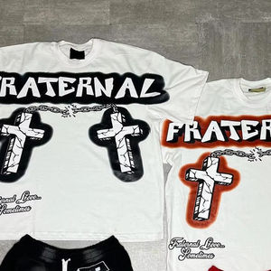 Conjunto de Dos Piezas para Hombre, Estilo Desgastado, Impresión DTG Personalizada, Camisa y Pantalones Cortos 100% Algodón de Alta Calidad - Product Image 4