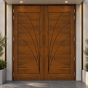 Portes d'entrée doubles en bois massif GA-39L – Design Art Déco pour usage extérieur - Product Image 5