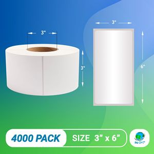 Confezione da 4000 etichette autoadesive a trasferimento termico da 3X6 pollici carta per stampante termica industriale perforata bianca per etichettatura - Product Image 2