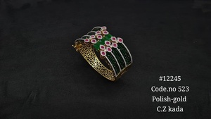 Pulsera Kada de latón con circonita cúbica morada 12245, diseño floral, chapada en rodio, joyería para mujer, para fiestas. - Product Image 6