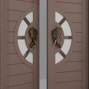 Aluminum Main <b>Door</b> Elephant Head Design Pull Handle Pair <b>Matt</b> <b>Black</b> Gold White Gold Carved Animal Motif Entrance Hardware - Product Image 1