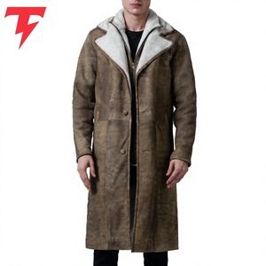 Abrigo Largo de Hombre de Cuero Ecológico, Transpirable, Impermeable, Antiarrugas, con Cuello Mao y Doble Botonadura - Product Image 4