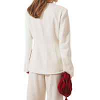 Costume formel pour femme en mélange polyester-viscose tissé, col cranté, boutonnage frontal, infroissable, respirant, lavable, poids moyen