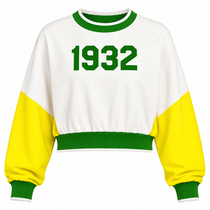 Sudadera Corta Bordada con Bloques de Color 1932 para Mujer, Ropa de la Hermandad Griega Chi Eta Phi, Venta al Por Mayor - Product Image 5