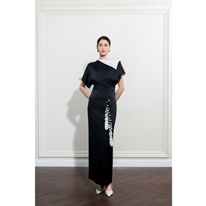 Faldas largas de seda natural tejida para mujer, elegantes, MYRA SILK LONG SKIRT MISSION SATIN, de color liso, largo maxi, silueta recta, falda para chicas. - Product Image 3