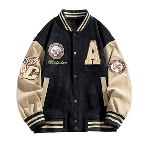Blouson universitaire personnalisé pour homme, style streetwear hiver, broderie premium, OEM/ODM, 100% laine peignée, logo frontal - Product Image 6