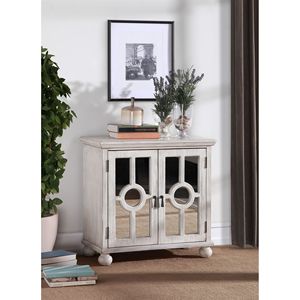 Credenza Moderna in Stile Tradizionale Bianco Antico, Mobile Classico con Specchio e Maniglie Pendenti, Arredamento in Legno per Soggiorno - Product Image 6