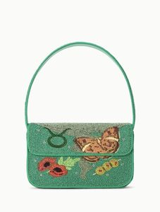 Beaded Envelope <b>Bag</b> With Butterfly Embroidery Green Women's Handbag Elegant Fashion Trend Single Strap Flap Closure - Product Image 1