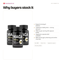 Capsules végétaliennes de Maca Énergisante pour Hommes Certifiées BPF, 60 unités, Complément Alimentaire Herbal pour Adultes, Durée de Conservation de 24 Mois, Meilleures Ventes