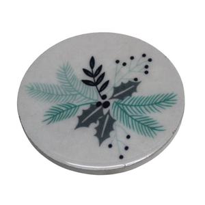 Ensemble de sous-verres en marbre en gros, sous-verres ronds en pierre avec motif floral nordique, finition noire mate, sous-verres décoratifs pour table - Product Image 4