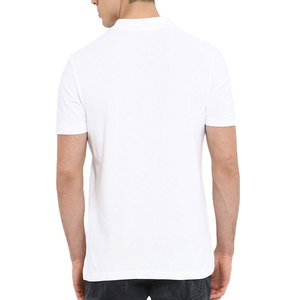 Polo à manches courtes en piqué de coton blanc pour homme avec rayures horizontales noires, design décontracté, tissu tricoté respirant - Product Image 2