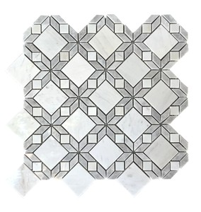 Mosaïque de marbre gris clair laiteux poli/taillé carré 8 mm d'épaisseur, résistant à l'eau, écologique, garantie 5 ans, style moderne - Product Image 1