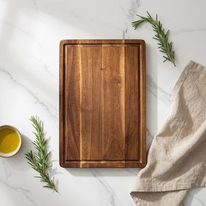 Planche à découper en bois d'acacia avec rainure pour les jus, planche à découper de cuisine, plateau de service, 3 tailles disponibles - Product Image 6