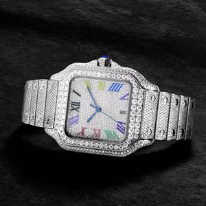 Montre-bracelet en moissanite de qualité supérieure avec lunette sertie de diamants et cadran brillant, idéale pour un mariage, disponible au prix export. - Product Image 1