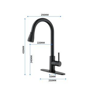 Rubinetto da Cucina Monocomando in Acciaio Inox Nero Lucido con Doccetta Estraibile, Montaggio a Foro Singolo, Stile Commerciale - Product Image 2
