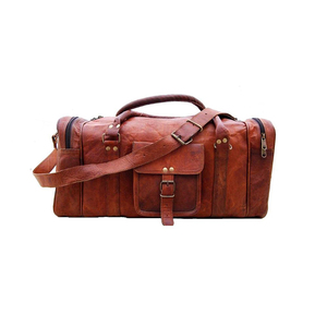 Sac de voyage week-end pour homme en cuir véritable fait main, imperméable, léger, marron, antivol, durable, grande capacité, pour les activités de plein air - Product Image 3
