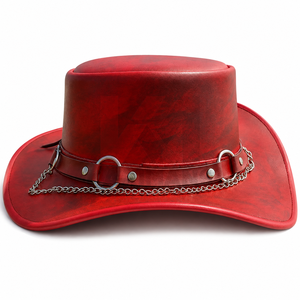 Chapeaux de cowboy western en cuir véritable à large bord, marque privée, pour la vente en gros aux acheteurs de marques de détail - Product Image 2