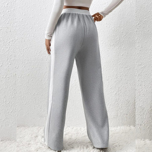 Women Custom Streetwear Patchwork Fleece Sports Trousers High Waisted Wide Leg Pants Casual <b>Hipster</b> Fashion Sweatpants - Product Image 2