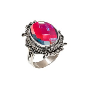 Black Rainbow Mystic Fire Topaz Ring 925 Sterling Silver Adjustable Gemstone Jewelry Handmade Luxury Gift - Product Image 4