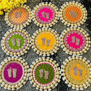 Charan Rangoli Laxmi Hecho a Mano en India, Regalo Festivo de Diwali, Charan Paduka para el Hogar, Oficina, Templo, Recuerdo de Pooja - Product Image 2