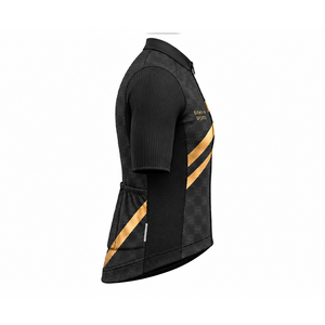 Maillot de Ciclismo Negro y Dorado con Cierre Completo, Mangas Cortas, Diseño Monograma y Tres Bolsillos Traseros - Product Image 3