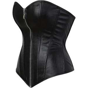 Corsé moldeador de cuerpo, negro, sexy, de cuero, gótico, con varillas de acero, talla grande, personalizado y en varios colores, top corsé para mujer. - Product Image 5