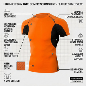 Wholesale Custom Short Sleeve Rash Guard Men Low MOQ Moisture Wicking <b>Compression</b> <b>Shirt</b> High Elastic Gym Base Layer Tops - Product Image 2