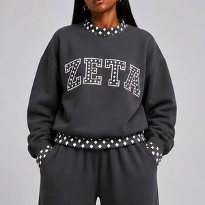 Zeta Premium <b>Mock</b> <b>Neck</b> Sweatshirt Women Men Ladies Unisex Casual Streetwear Polka Dot Gingham Patch - Product Image 2