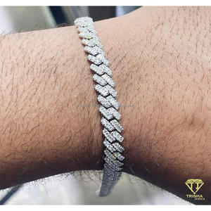 Luxury Fishbone Link Moissanite Bracelet with VVS D Color Stones Fully Iced Out Diamond Look Tennis Bracelet <b>for</b> <b>Men</b> and Women - Product Image 2
