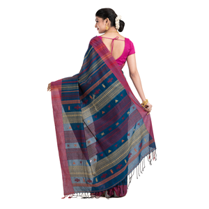 Soft & Light Weight New Collection Pure Handloom <b>Red</b> black white Buti Cotton <b>Saree</b> with Fancy Design for Wedding Use From India - Product Image 6