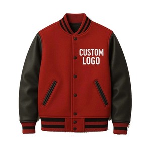 Veste de sport de style universitaire avec logo personnalisé en patch chenille, manches en cuir de vachette de qualité supérieure, corps en laine, design athlétique - Product Image 1