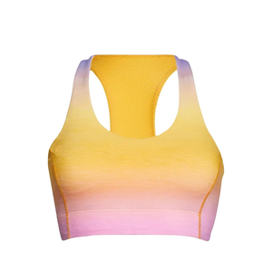 Soutien-gorge de sport dégradé pour femme, jaune rose ombré, sans coutures, pour l'entraînement et le fitness, maintien optimal, vêtement de sport actif - Product Image 3