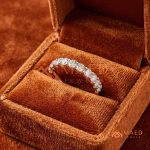 แหวนทองคำโรสโกลด์ 18K หรูหรา ประดับเพชรทรงบาแกตต์และทรงกลมสลับกัน |   แหวนแต่งงานเพชรเลี้ยงในห้องปฏิบัติการแบบหนา |   วงดนตรีครบรอบ - Product Image 3