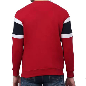 Daizen Star Men's Red Striped Crew Neck Pullover Sweatshirt 100% Cotton Regular Fit Autumn Casual Breathable Front Logo - Product Image 4