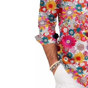 Chemise Hawaïenne pour Homme 100% Coton Personnalisée Anti-Plis à Motifs Floraux Respirante et Séchage Rapide - Product Image 2