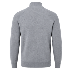 Cardigan zippé en maille pour homme, col montant, manches longues, poignets et ourlet côtelés, doux, gris, avec poches latérales - Product Image 2