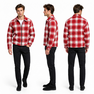 <b>Men</b> Turn Dwon Collar <b>Flannel</b> <b>Jacket</b> Plaid Turn Down Collar Winter <b>Jackets</b> <b>Men</b> Casual Wear Cotton Shirt <b>Jackets</b> With Side Pockets - Product Image 5