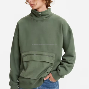 Personalizado hombres 100% algodón en blanco grueso pulóver francés Terry sudaderas con capucha de lujo pesado de gran tamaño carga utilidad cuello simulado sudadera - Product Image 2