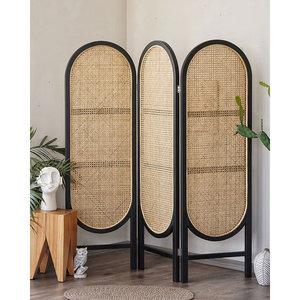 Paravents et séparateurs de pièce DreamCraft en bois massif et rotin, design ovale marron, élégants, Vietnam - Product Image 2
