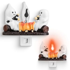2 Pezzi Luce Notturna a Forma di Fiamma Tremolante, Divertente Decorazione 3D per Halloween, Illuminazione Notturna per Interni e Camera da Letto - Product Image 1