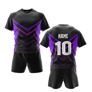 Custom Sublimated Rugby Jersey Set Black Green Geometric Print Quick Dry Unisex Adult Short Sleeve Athletic Fit - Product Image 6