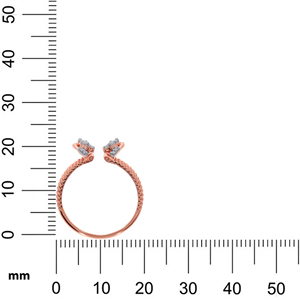 Bague ouverte de luxe en or rose 18 carats avec diamant taille poire pour femme, design inspiré des feuilles, bijoux fins, fournisseur en gros - Product Image 6