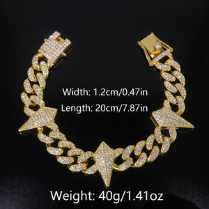 Men's Hip Hop <b>Statement</b> <b>Necklace</b> S925 Gold Plated Cuban Chain With Lab Grown Rhinestone Crystal Design Everyday Wear - Product Image 2